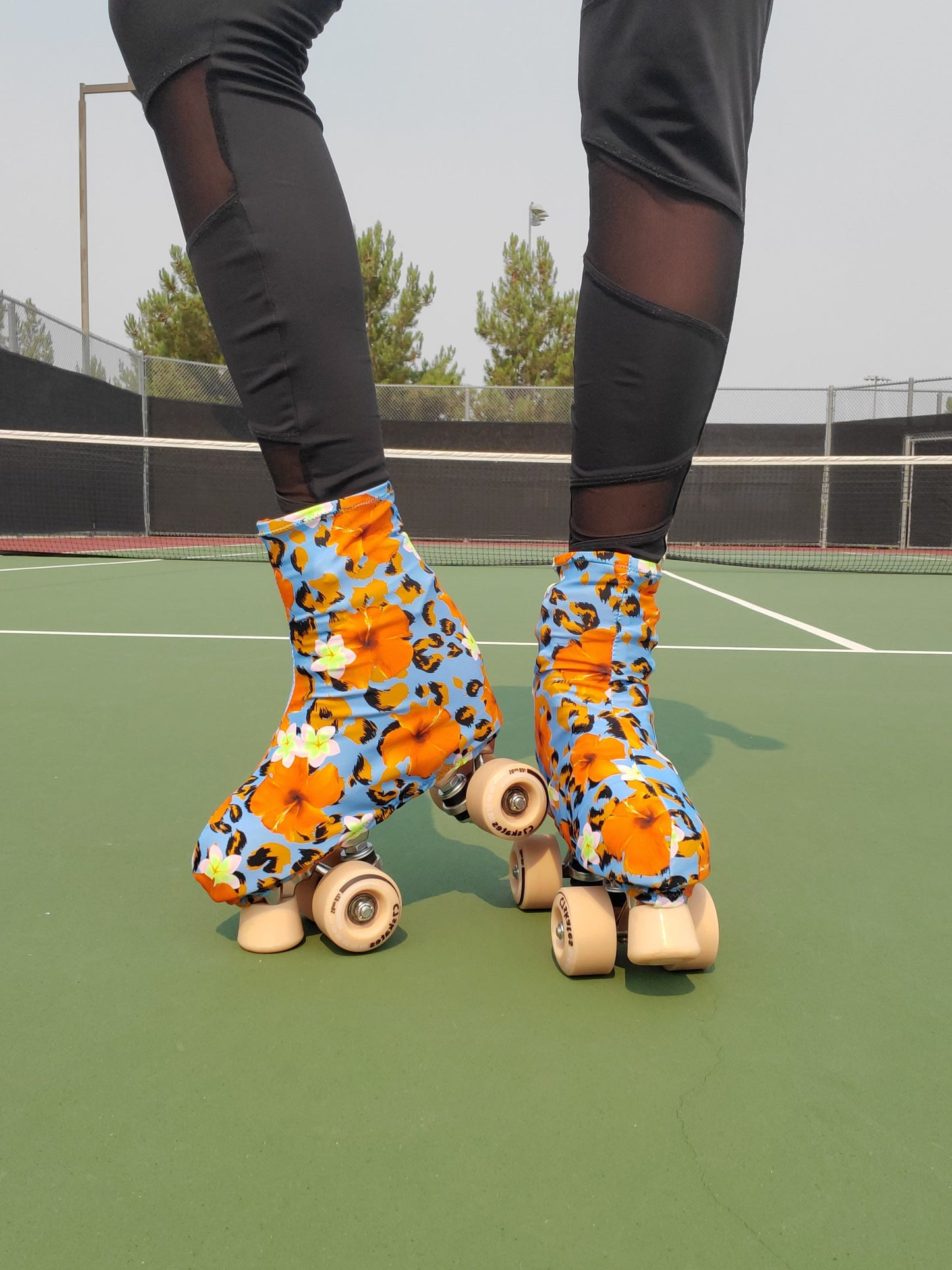 Hibiscus-Cheetah Roller Skate Boot Cover/Huggie
