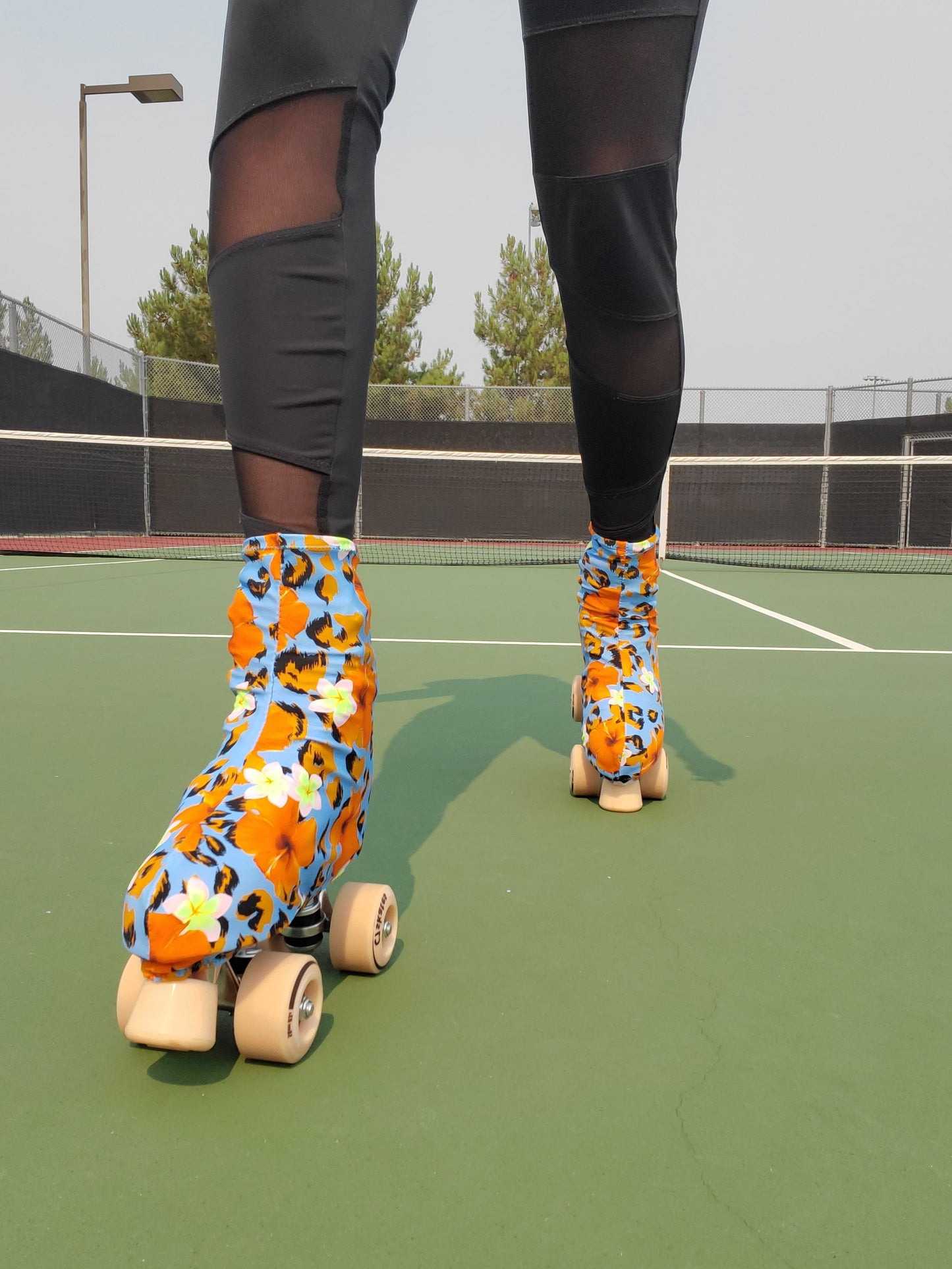 Hibiscus-Cheetah Roller Skate Boot Cover/Huggie