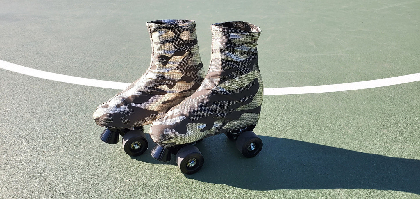 Olive Shimmer Gold Camouflage Roller Skate Boot Covers/Huggies