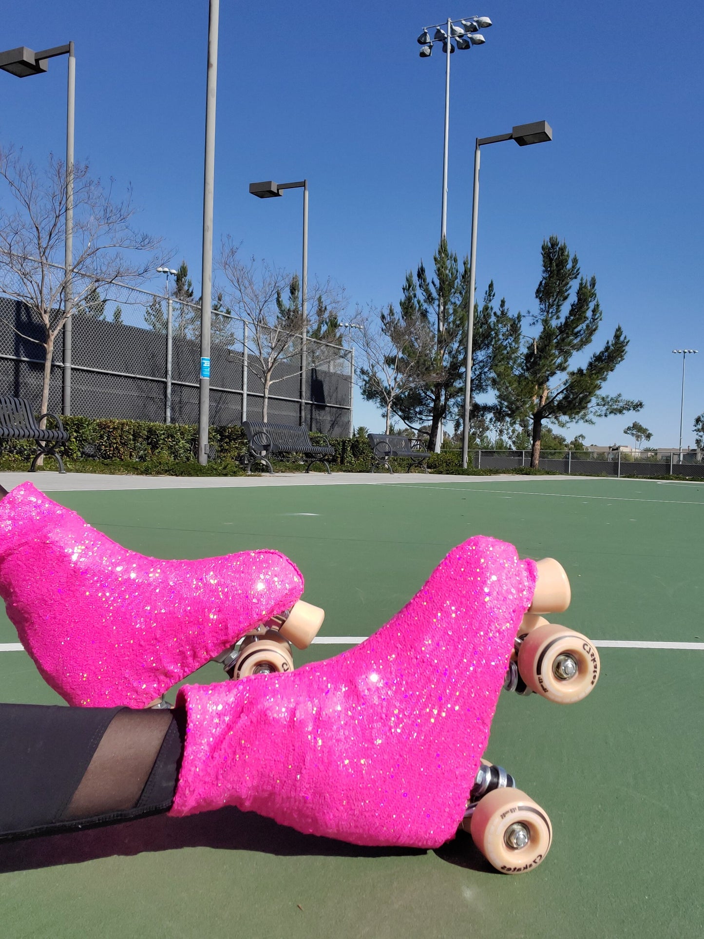 Think Pink Sequin Roller Skate Boot Covers/Huggies