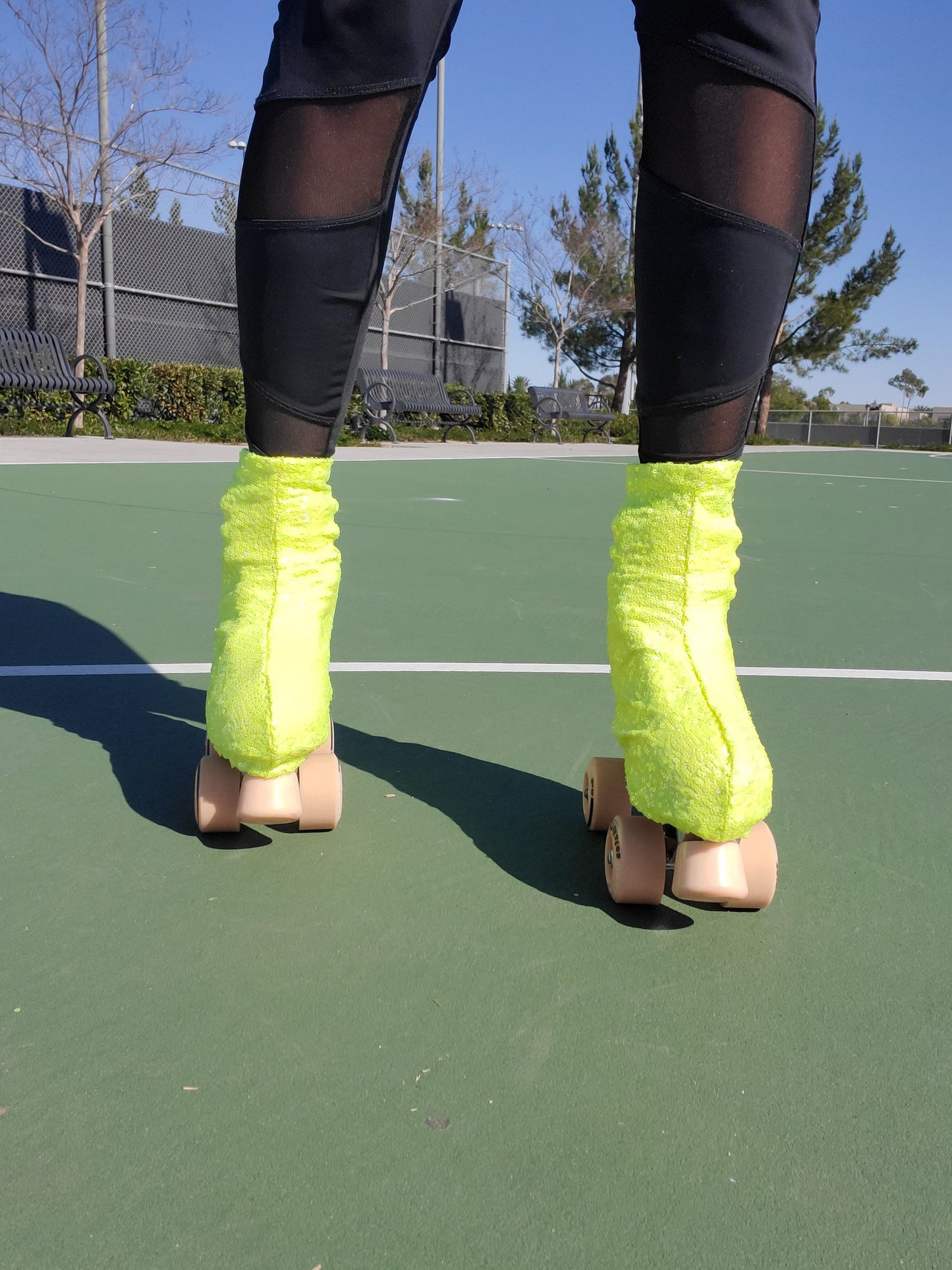 Neon Yellow Sequin Roller Skate Boot Covers/Huggies