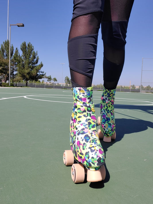 Electric Leopard Roller Skate Boot Cover