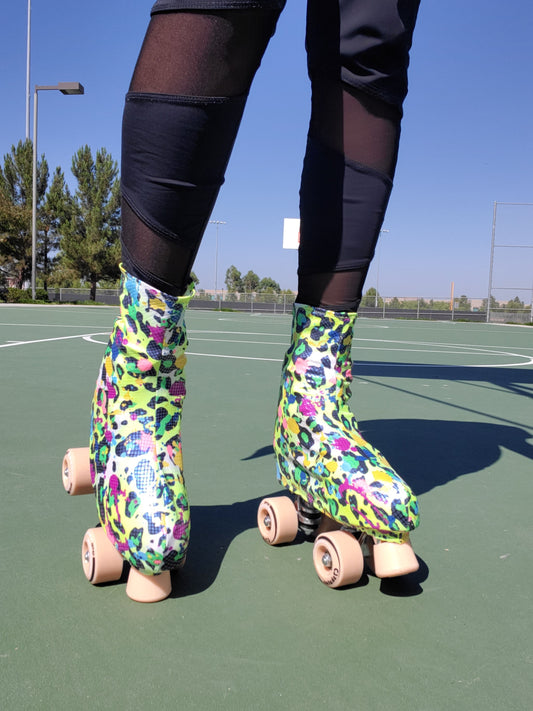 Electric Leopard Roller Skate Boot Cover