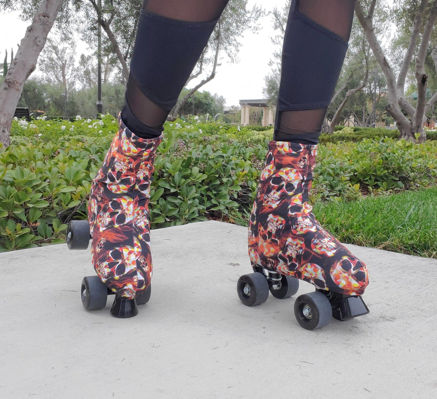 Blazing Skulls Roller Skate Boot Covers/Huggies (Limited Edition/Halloween)