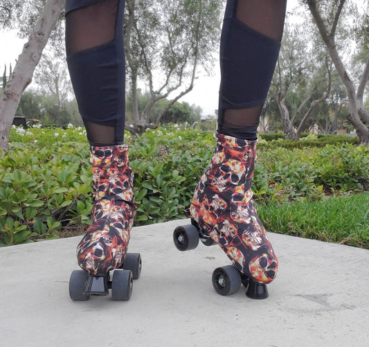 Blazing Skulls Roller Skate Boot Covers/Huggies (Limited Edition/Halloween)