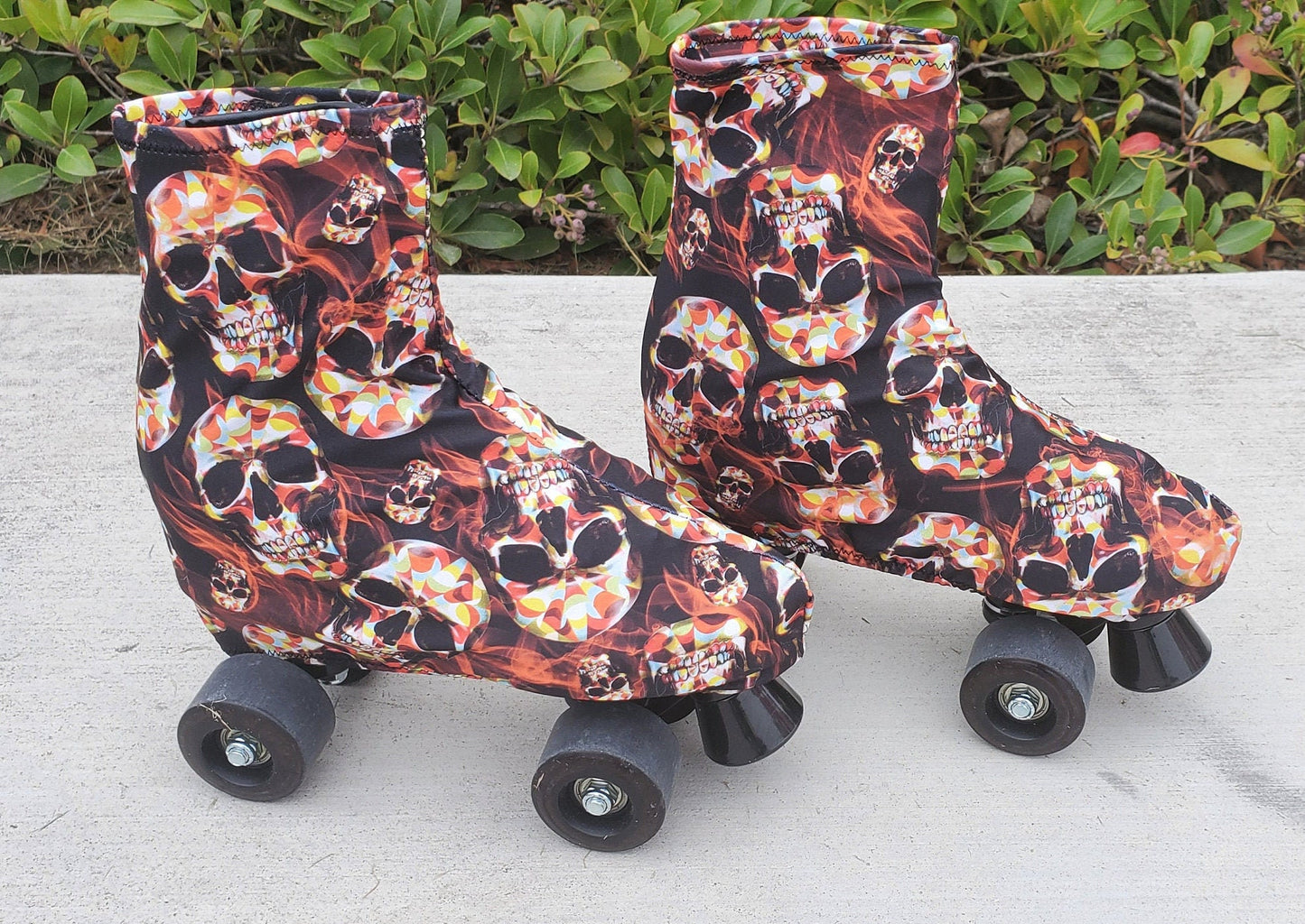 Blazing Skulls Roller Skate Boot Covers/Huggies (Limited Edition/Halloween)