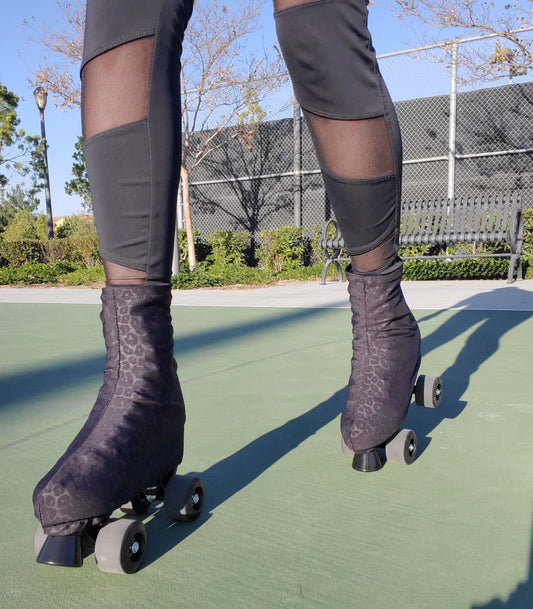 Noir Leopard Roller Skate Boot Covers/Huggies