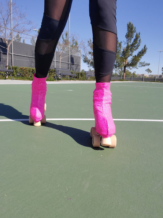 Think Pink Sequin Roller Skate Boot Covers/Huggies