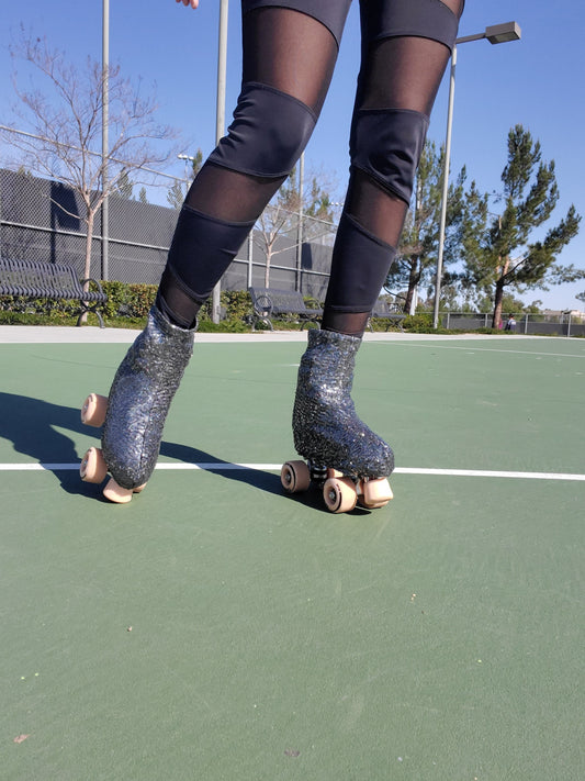 Gunmetal Sequin Roller Skate Boot Covers/Huggies