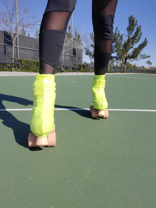 Neon Yellow Sequin Roller Skate Boot Covers/Huggies