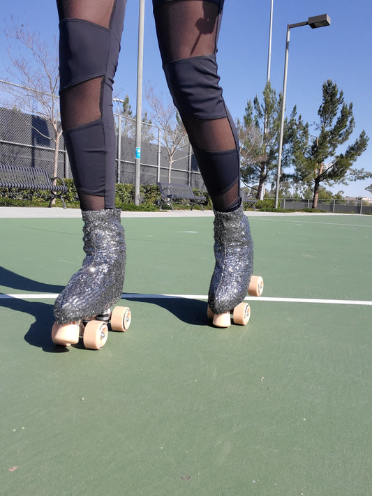 Gunmetal Sequin Roller Skate Boot Covers/Huggies