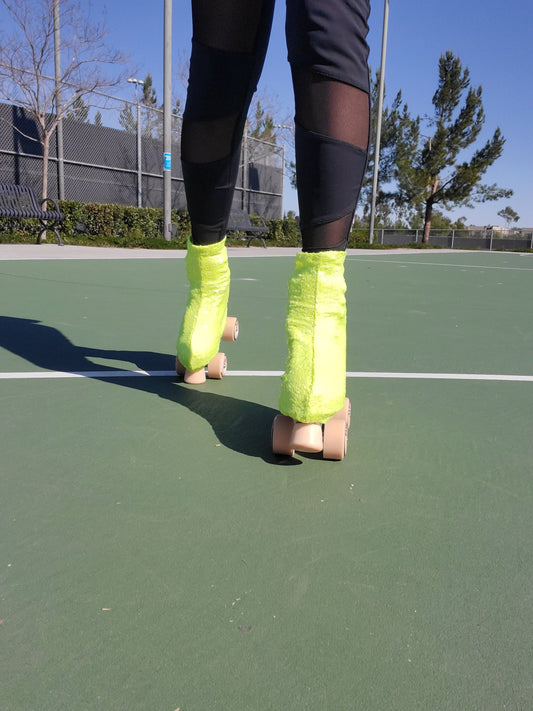 Neon Yellow Sequin Roller Skate Boot Covers/Huggies